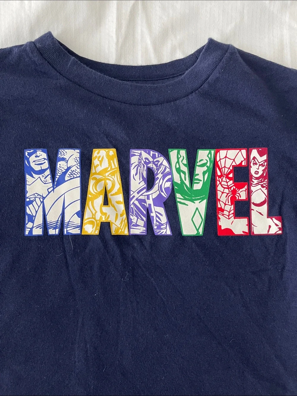 GAP Navy Short-Sleeve Tee with Colorful MARVEL Lettering